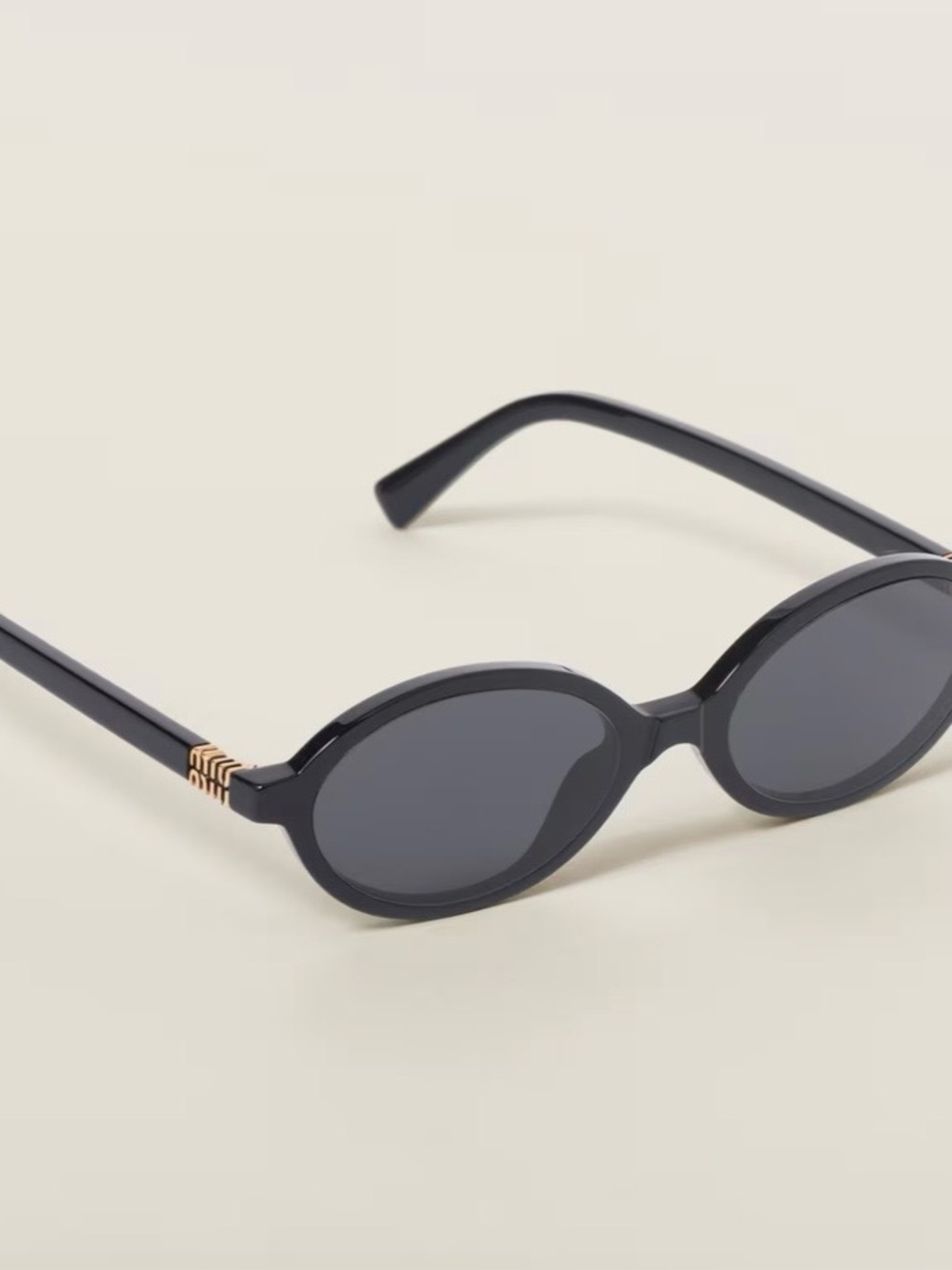 Miu Miu Black Regard Oval Acetate Sunglasses
